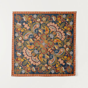 Vintage paisley bandanna print,silk neck scarf or  tapestry