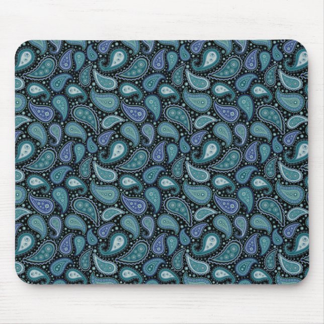 Vintage Paisley Blue Teal Floral Mouse Pad (Front)