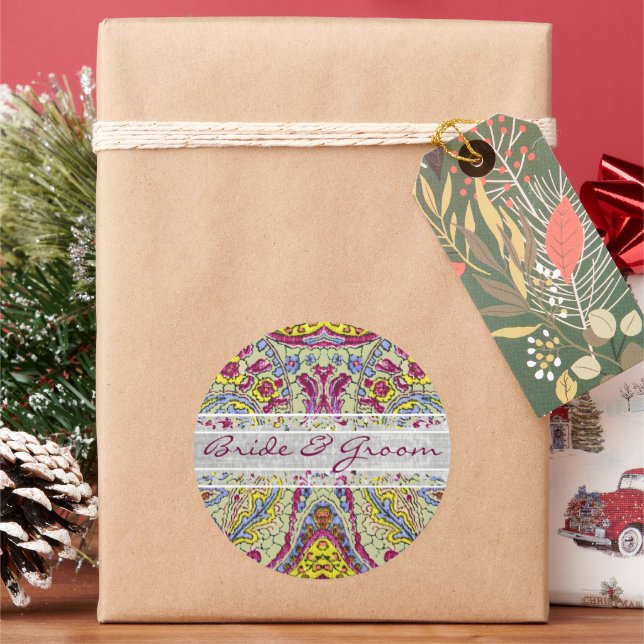 Vintage Paisley Classic Round Sticker (Holiday)