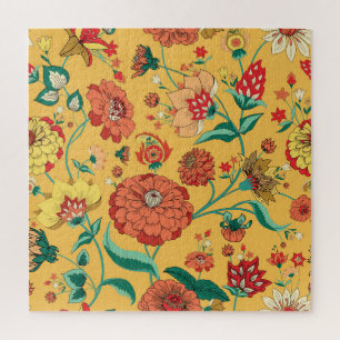 Vintage Paisley Floral Garden Jigsaw Puzzle