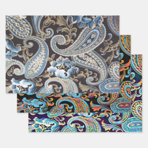 Vintage Paisley in three colors Wrapping Paper Sheet
