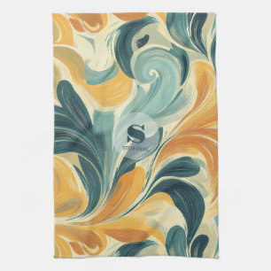Vintage Paisley-Inspired Leaf Pattern Tea Towel