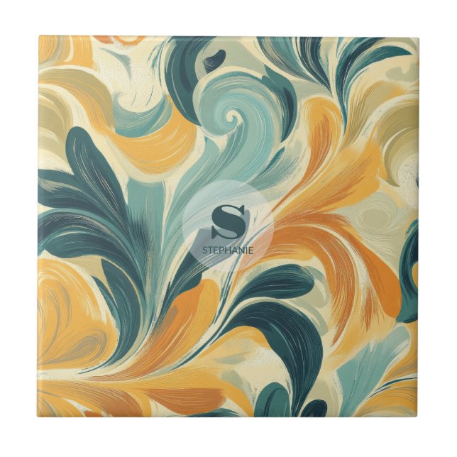 Vintage Paisley-Inspired Leaf Pattern Tile (Front)