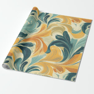 Vintage Paisley-Inspired Leaf Pattern Wrapping Paper
