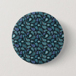 Vintage Paisley Pattern Blue Teal Floral  6 Cm Round Badge
