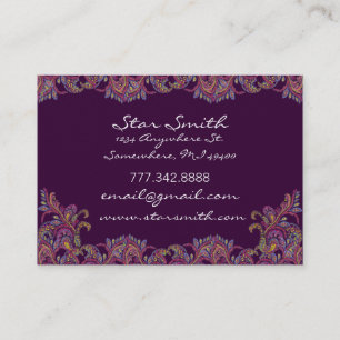 Vintage Paisley Pink and Raspberry Business Card