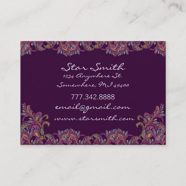 Vintage Paisley Pink and  Raspberry Business Card (Front)
