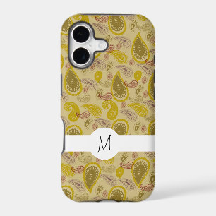 Vintage Paisley Print Gold Brown