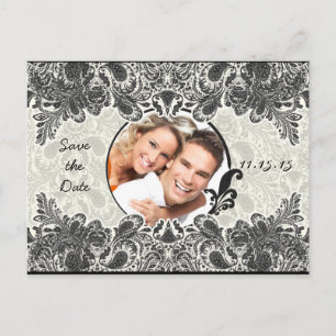 Vintage Paisley Save The Date with Your Photos Announcement Postcard