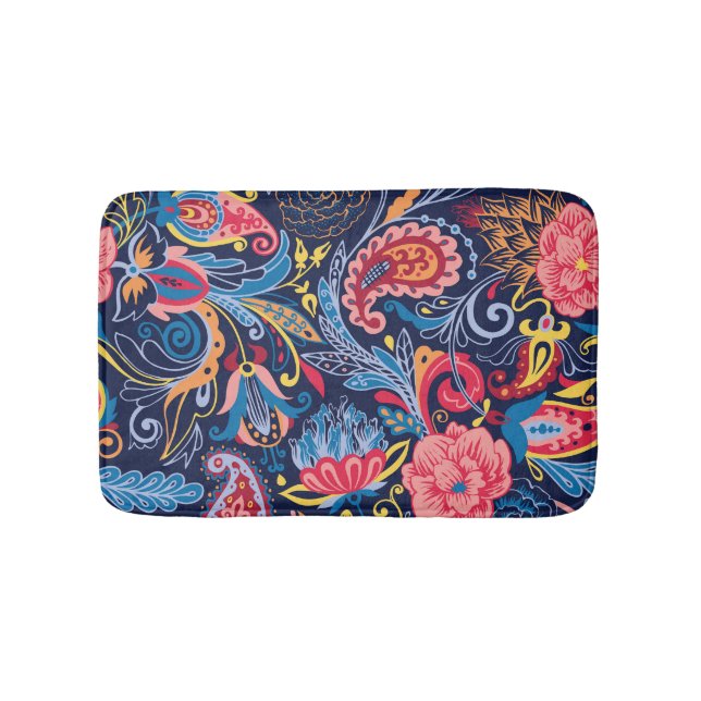 Vintage Paisley Seamless Pattern Design Bath Mat (Front)