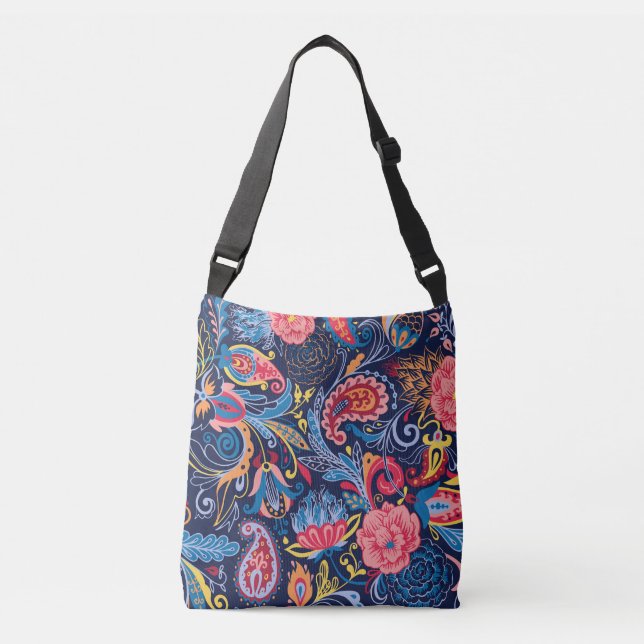 Vintage Paisley Seamless Pattern Design Crossbody Bag (Front)