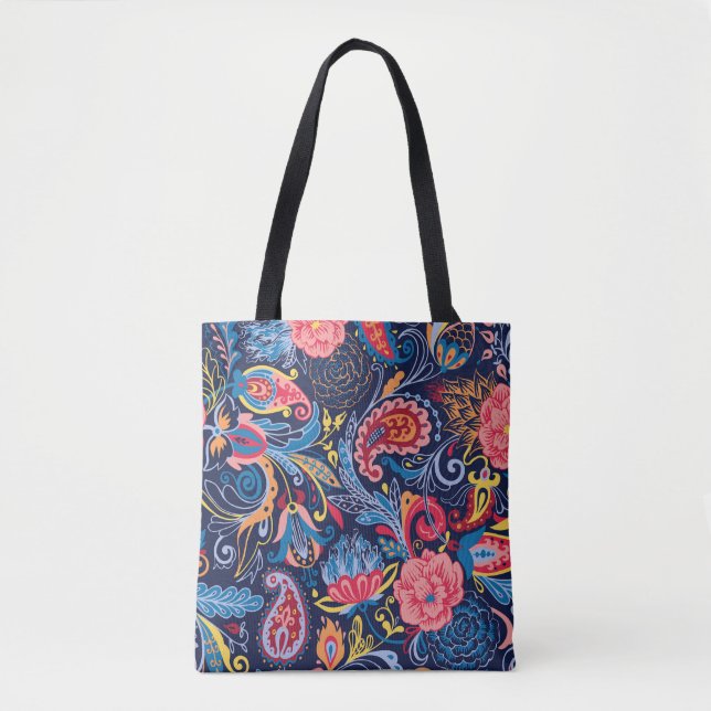Vintage Paisley Seamless Pattern Design Tote Bag (Front)