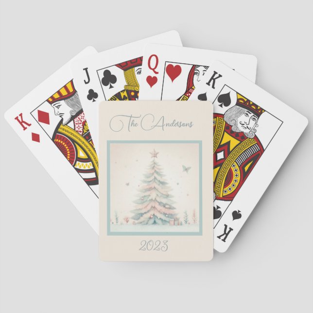 Vintage pale Merry Christmas customized Playing Ca Cards (Back)
