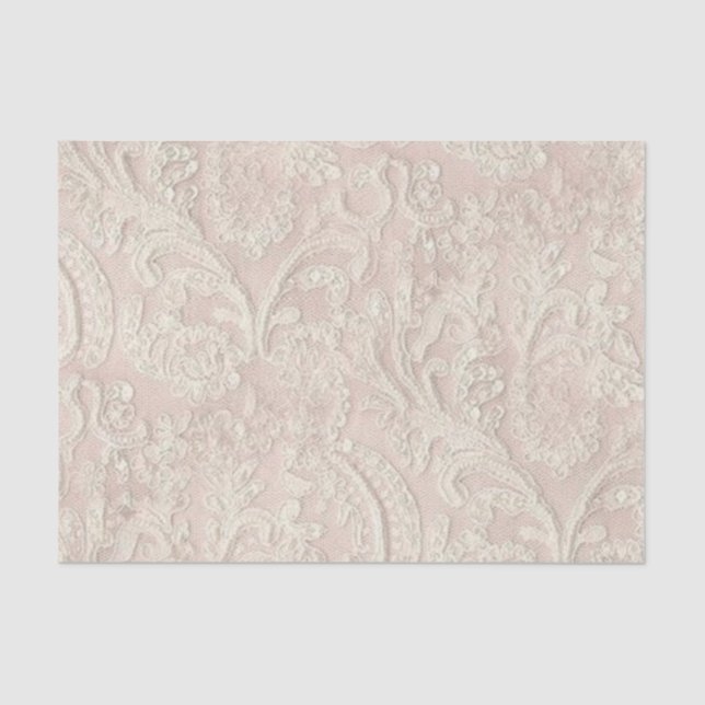 Vintage Pale Pink Lace Tissue Paper (Front)