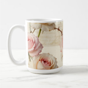 Vintage Pale Pink Rose Script Pattern Coffee Mug