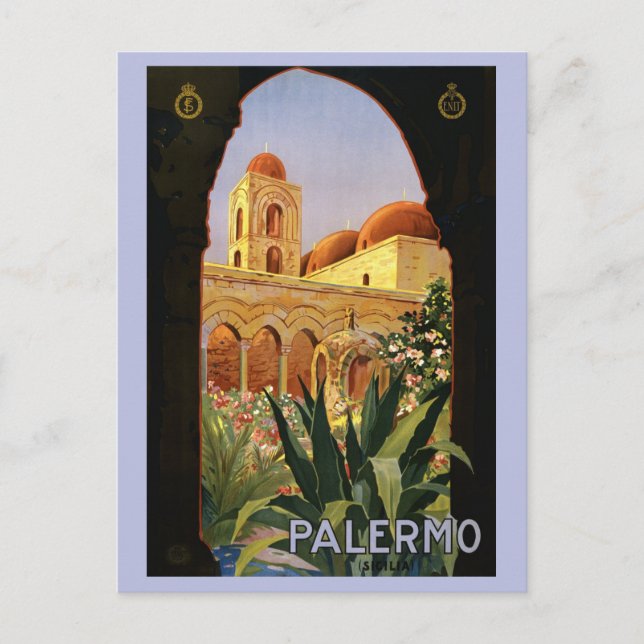 Vintage Palermo Italy Retro Italian Travel Postcard (Front)
