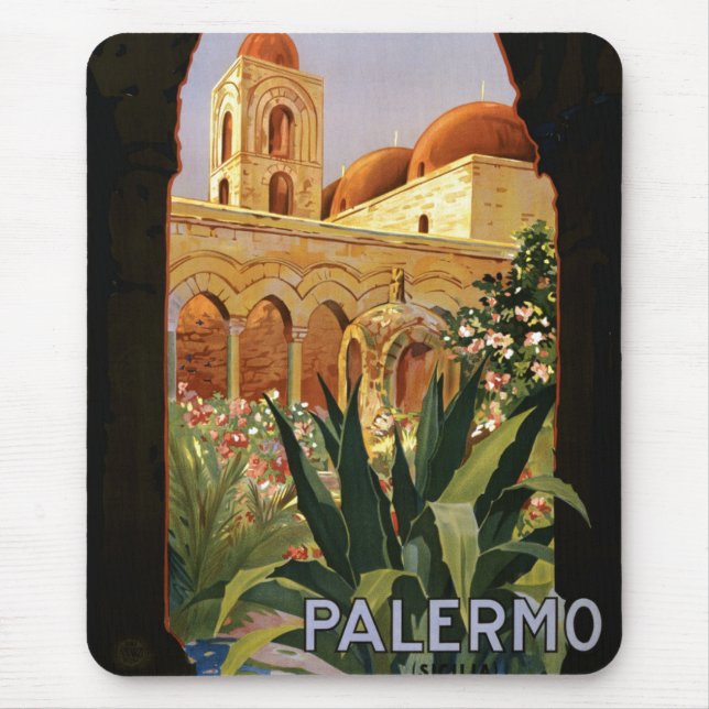 Vintage Palermo Italy Travel Tourism Advertisement Mouse Pad (Front)