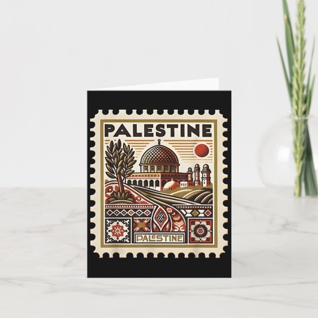 Vintage Palestine Stamp Dome Cultural Heritage Art Card (Front)