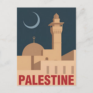 Vintage Palestine Travel watercolor retro  Postcard
