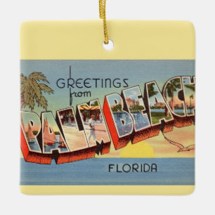 Vintage Palm Beach Greeting Mug Ceramic Ornament
