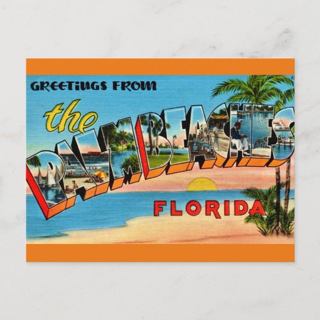 Vintage Palm Beaches Florida Postcard (Front)