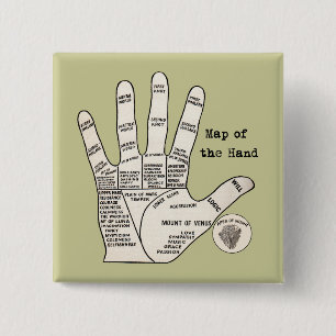 Vintage palm reading palmistry fortune 15 cm square badge