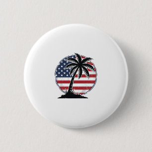 Vintage Palm Tree American Flag Summer Shirt_1 6 Cm Round Badge