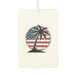 Vintage Palm Tree American Flag Summer Shirt_1 Car Air Freshener