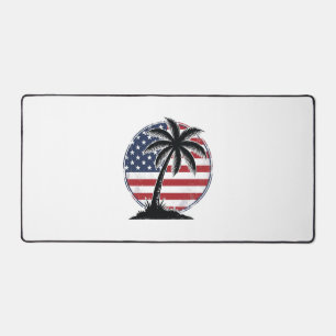 Vintage Palm Tree American Flag Summer Shirt_1 Desk Mat