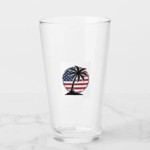 Vintage Palm Tree American Flag Summer Shirt_1 Glass