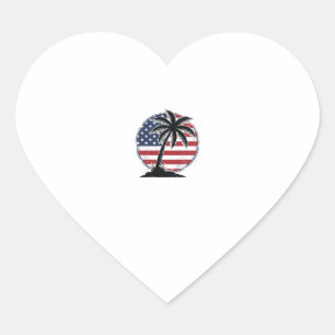 Vintage Palm Tree American Flag Summer Shirt_1 Heart Sticker