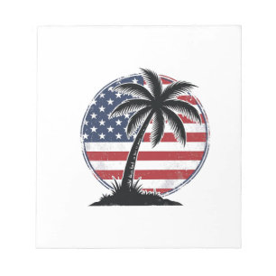 Vintage Palm Tree American Flag Summer Shirt_1 Notepad