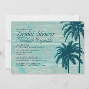 Vintage Palm Tree Burlap Bridal Shower Invitations
