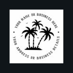 Vintage Palm Tree Business Name Return Address Self-inking Stamp<br><div class="desc">Personalised rubber stamp for your holiday mailing return address, small business professional logo and custom info. Vintage and classic design to add some personal touch to your mail and package. Customise the text with your name or business name, address and contact information. Use the Design Tool to further edit the...</div>