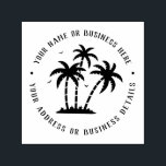 Vintage Palm Tree Business Name Return Address Self-inking Stamp<br><div class="desc">Personalised rubber stamp for your holiday mailing return address, small business professional logo and custom info. Vintage and classic design to add some personal touch to your mail and package. Customise the text with your name or business name, address and contact information. Use the Design Tool to further edit the...</div>