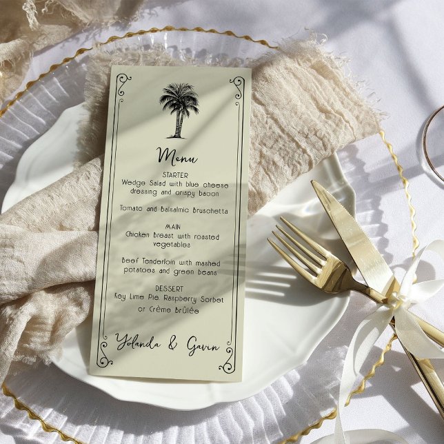 Vintage Palm Tree Elegant Wedding Menu (Wedding Menu - from my Vintage Palm Wedding Collection
)
