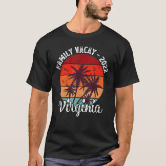 Vintage Palm Tree Family Vacation 2022 Virginia Be T-Shirt