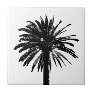 Vintage palm tree silhouette custom Ceramic Tile