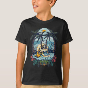 Vintage Palm Tree Skull Summer Beach Men Motorcycl T-Shirt
