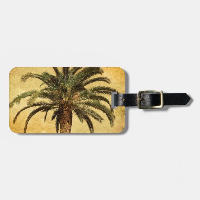 Vintage Palm Tree - Tropical Customised Template Luggage Tag (Front Horizontal)