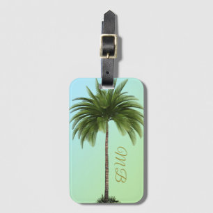 Vintage Palm Tree Tropical Elegant Green Luggage Tag