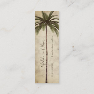 Vintage Palm Tree Tropical Elegant Marble Mini Business Card
