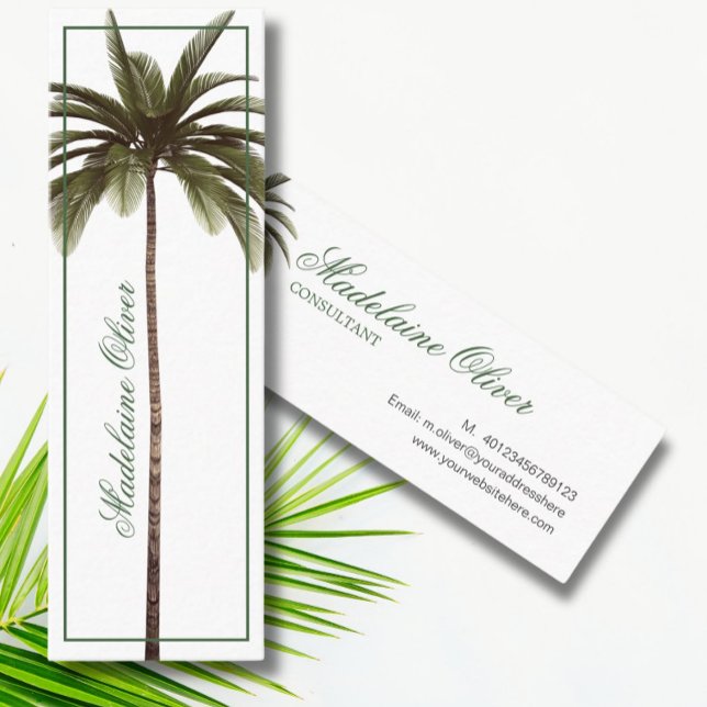 Vintage Palm Tree Tropical Elegant Mini Business Card (Creator Uploaded)