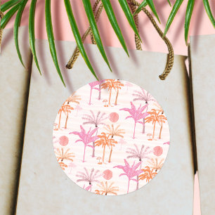 Vintage Palm Tree Tropical Wedding Classic Round Sticker