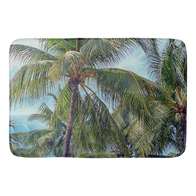 Vintage Palm Trees Bath Mat (Front)