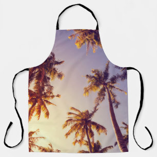 Vintage Palm Trees Blue Sky Apron