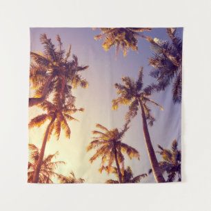 Vintage Palm Trees Blue Sky Tapestry