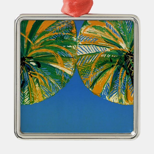 Vintage Palm Trees Cote D'Azur Ornament (Front)