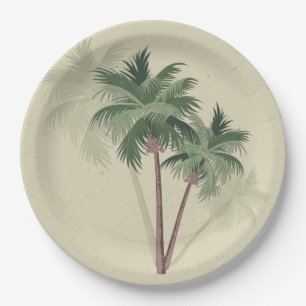 Vintage Palm Trees Paper Plate