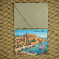 Vintage Palma de Mallorca Spain Panoramic View